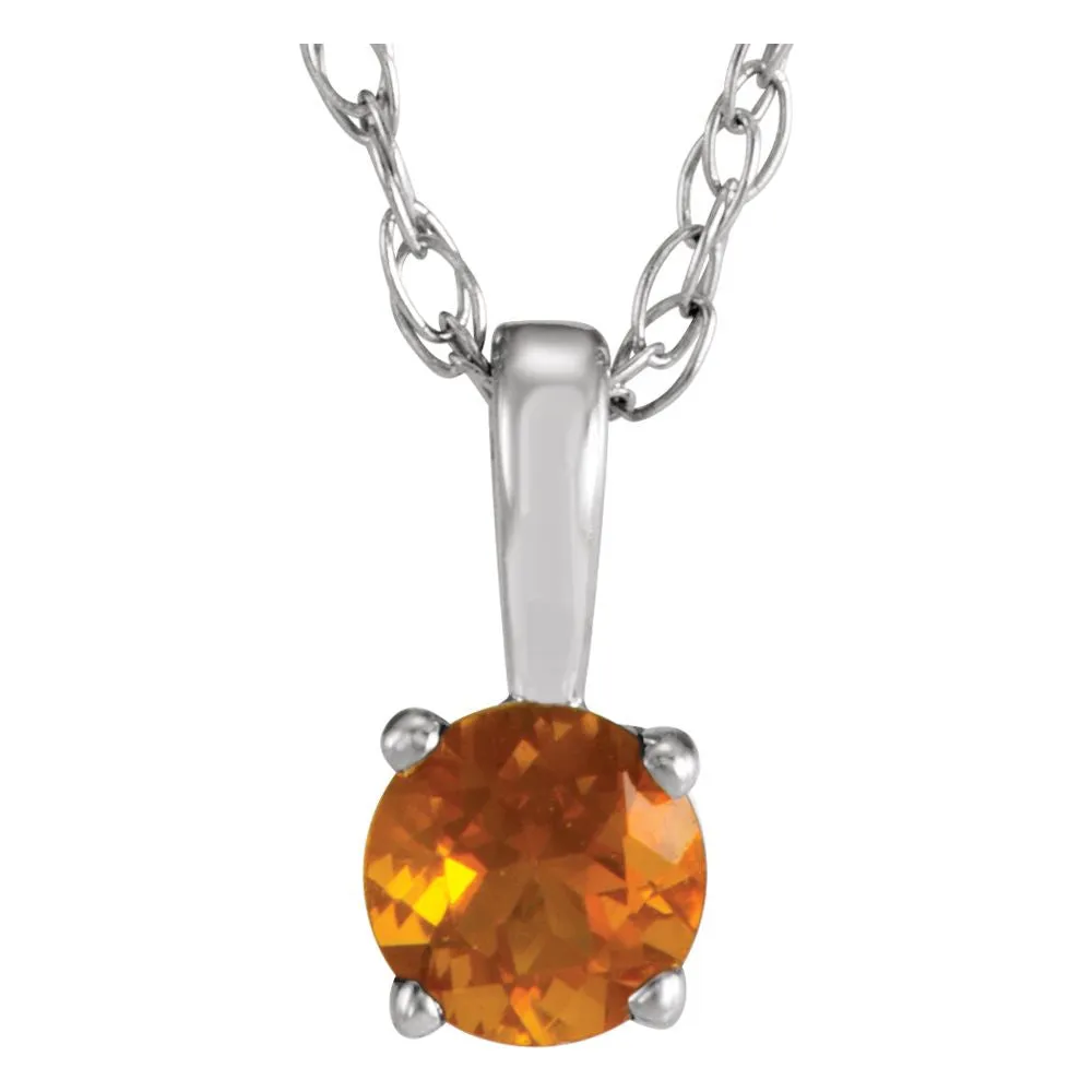 Sterling Silver Imitation Citrine "November" Birthstone 14" Necklace