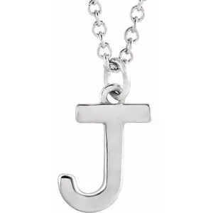 Sterling Silver Initial J Dangle 16" Necklace