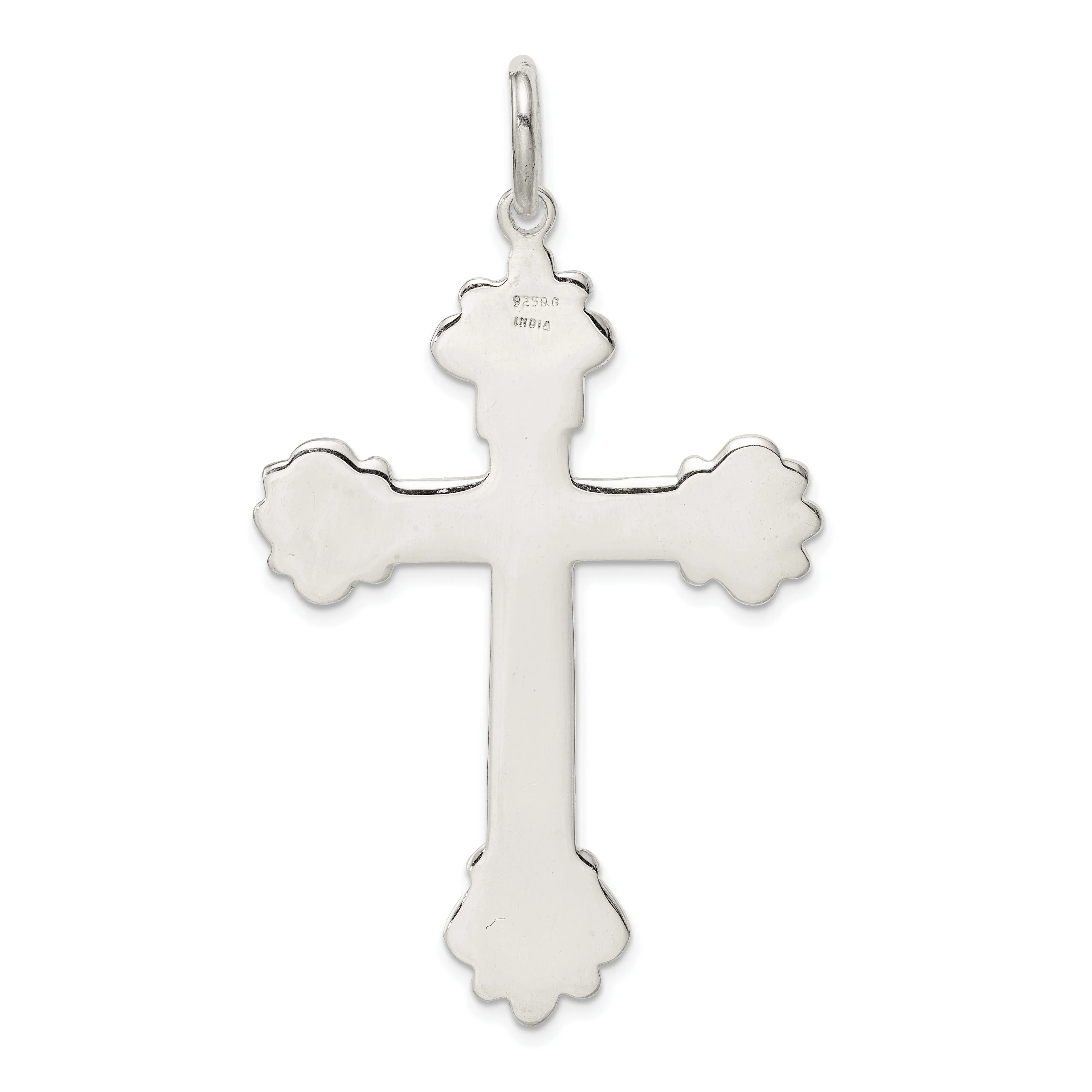Sterling Silver INRI Budded Cross Pendant