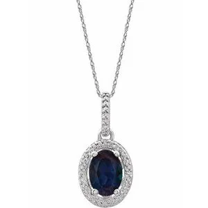Sterling Silver Lab-Grown Alexandrite & .01 CTW Diamond 18" Necklace