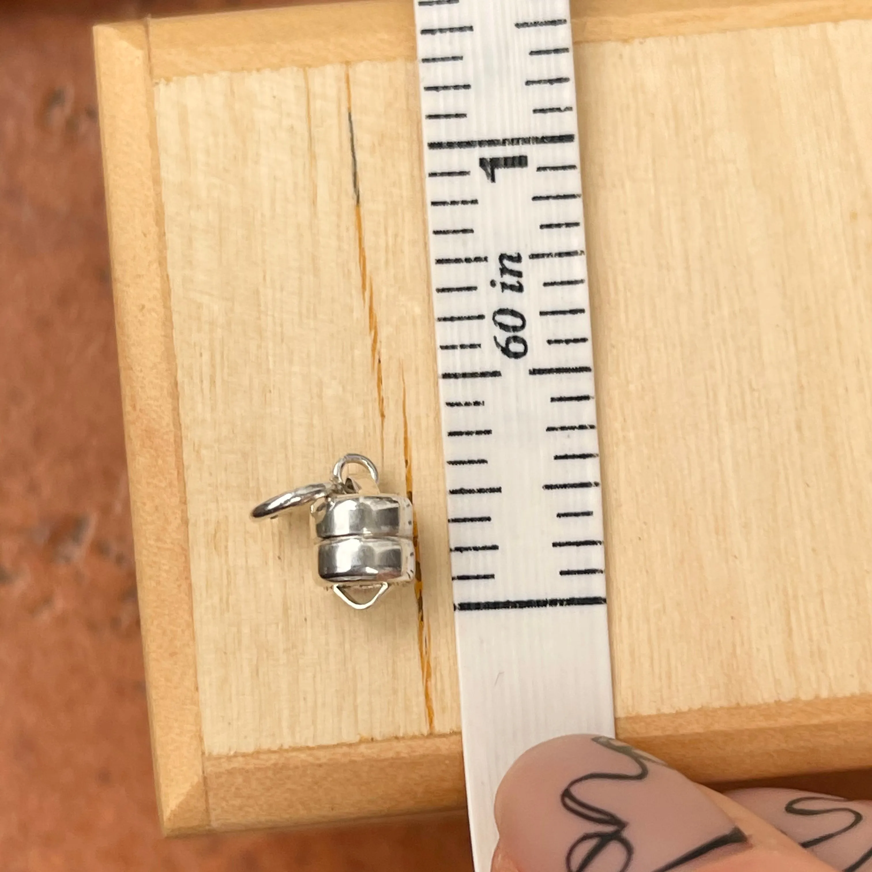 Sterling Silver Magnetic Barrel Clasp Converter with Spring Ring