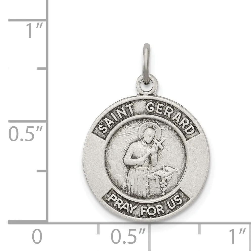 Sterling Silver Oxidized St. Gerard Medal Pendant