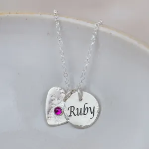 Sterling Silver Personalised Birthstone Heart Pendant