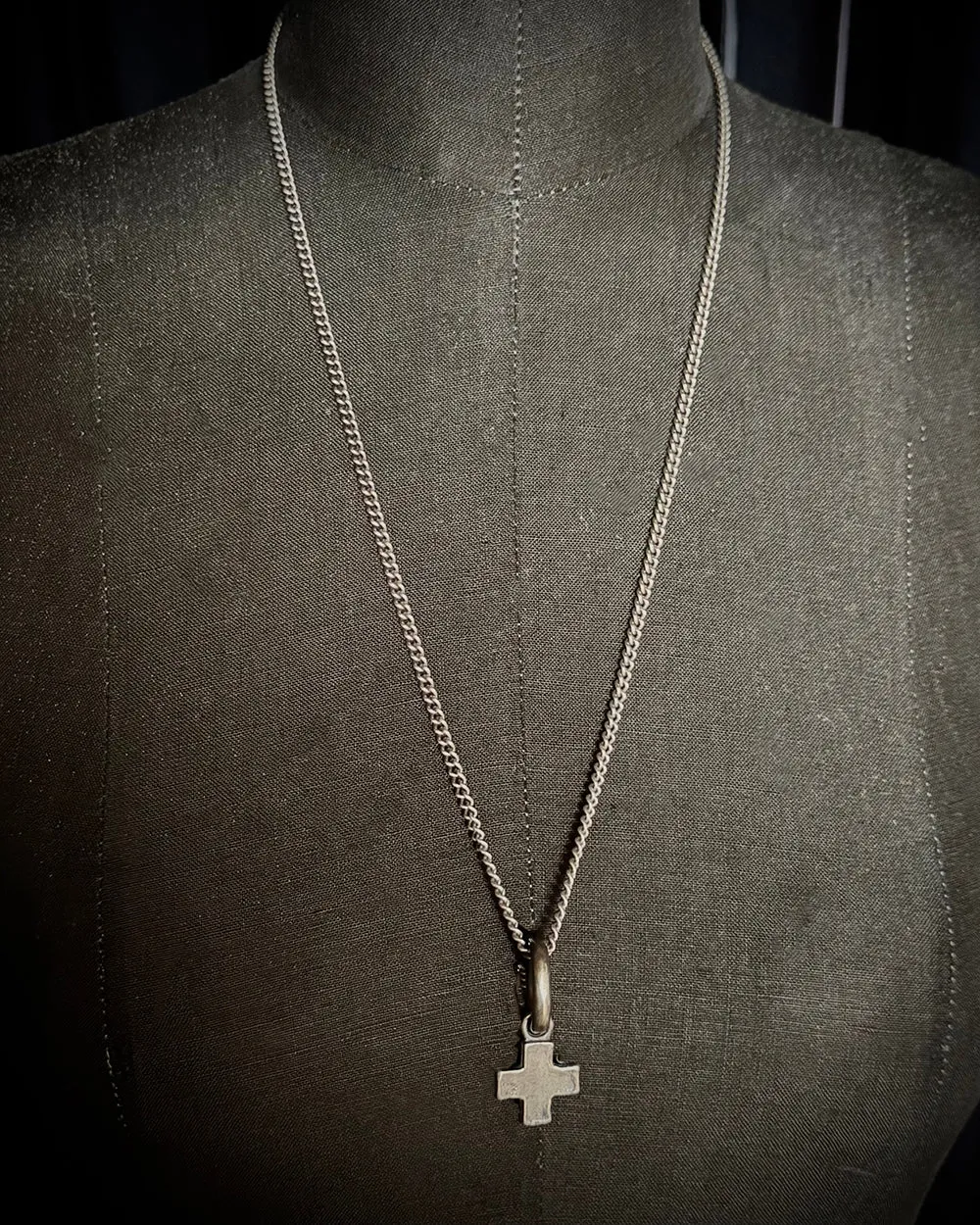 Sterling Silver Plus Sign Square Cross Necklace