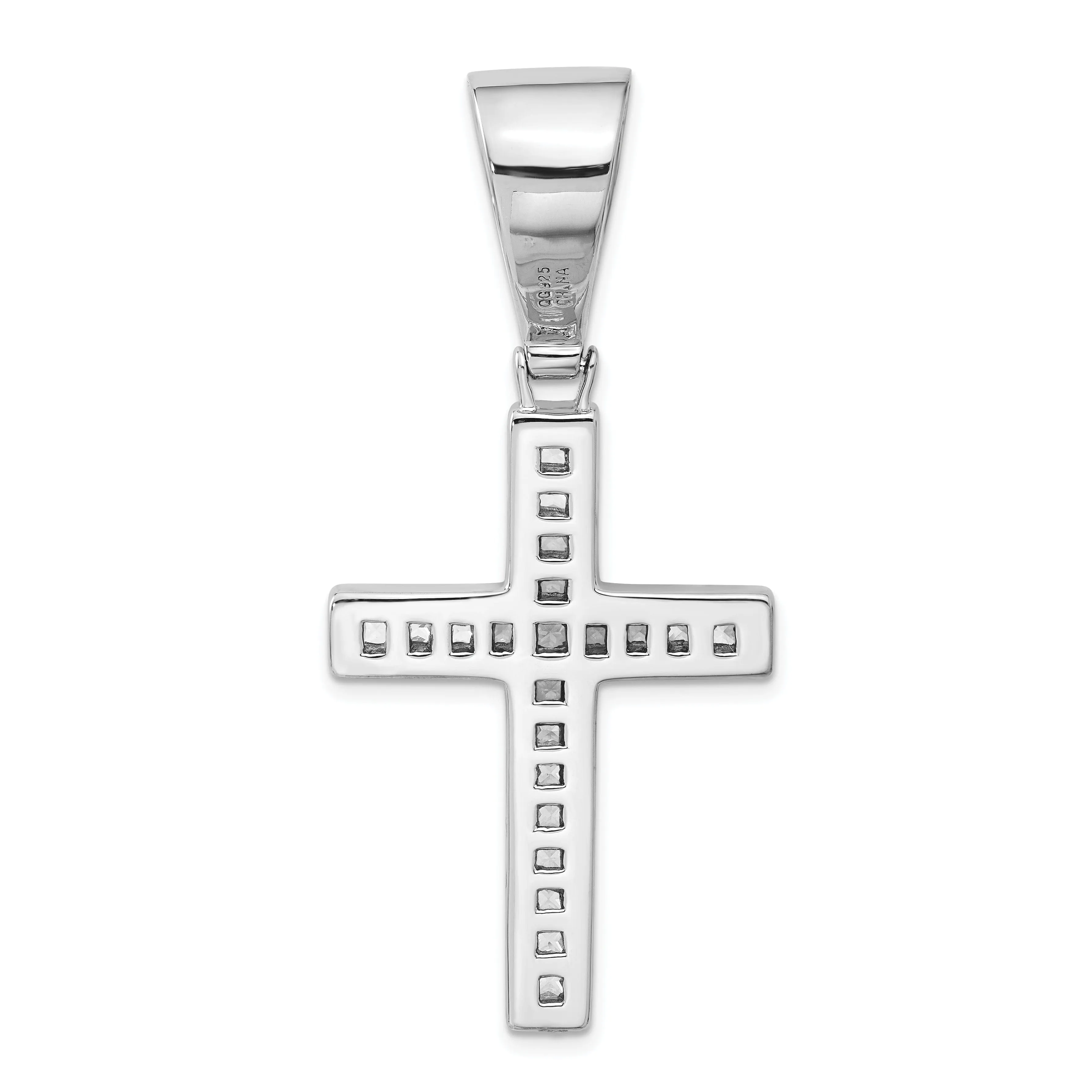 Sterling Silver Polish Finish C.Z Cross Pendant