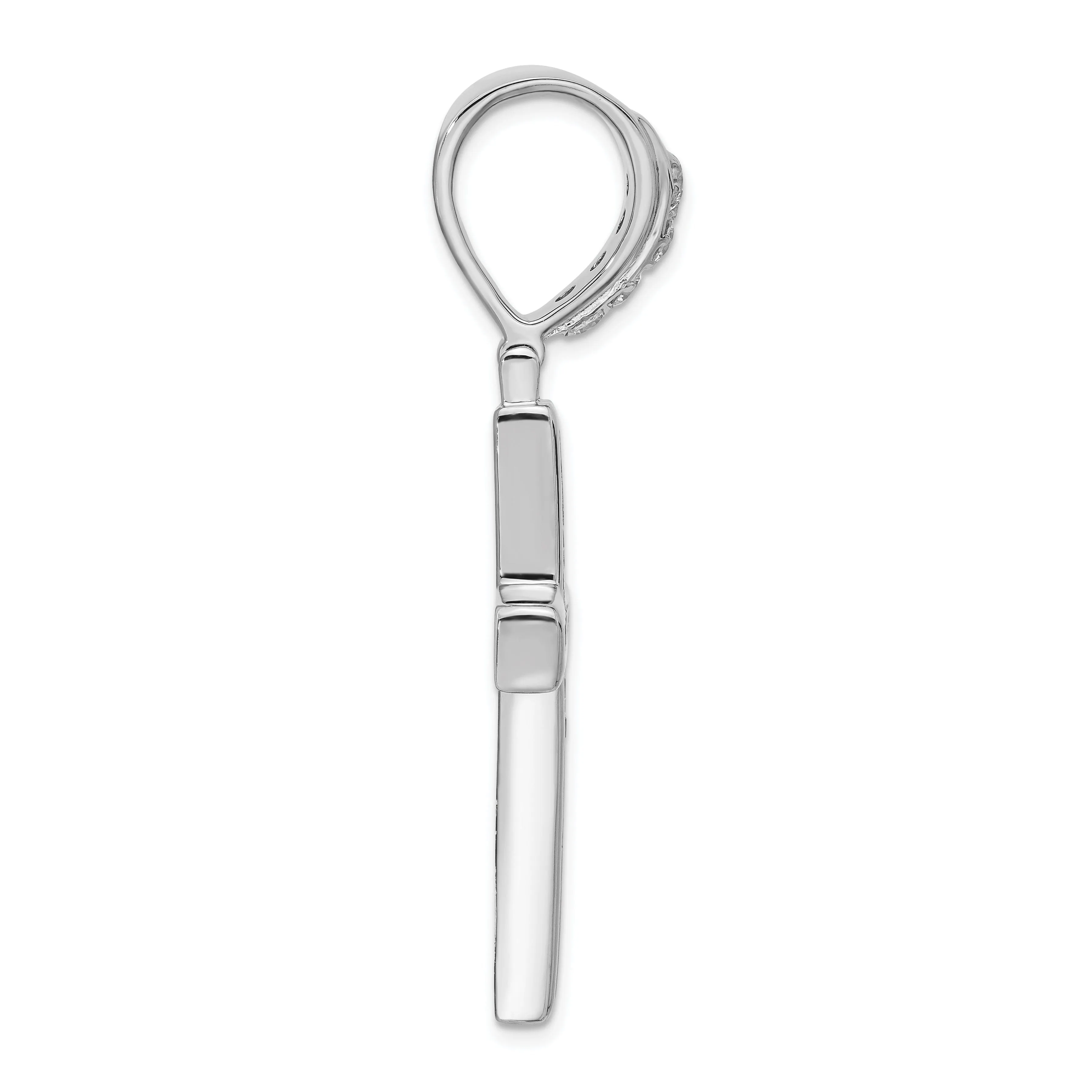 Sterling Silver Polish Finish C.Z Cross Pendant