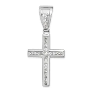 Sterling Silver Polish Finish C.Z Cross Pendant