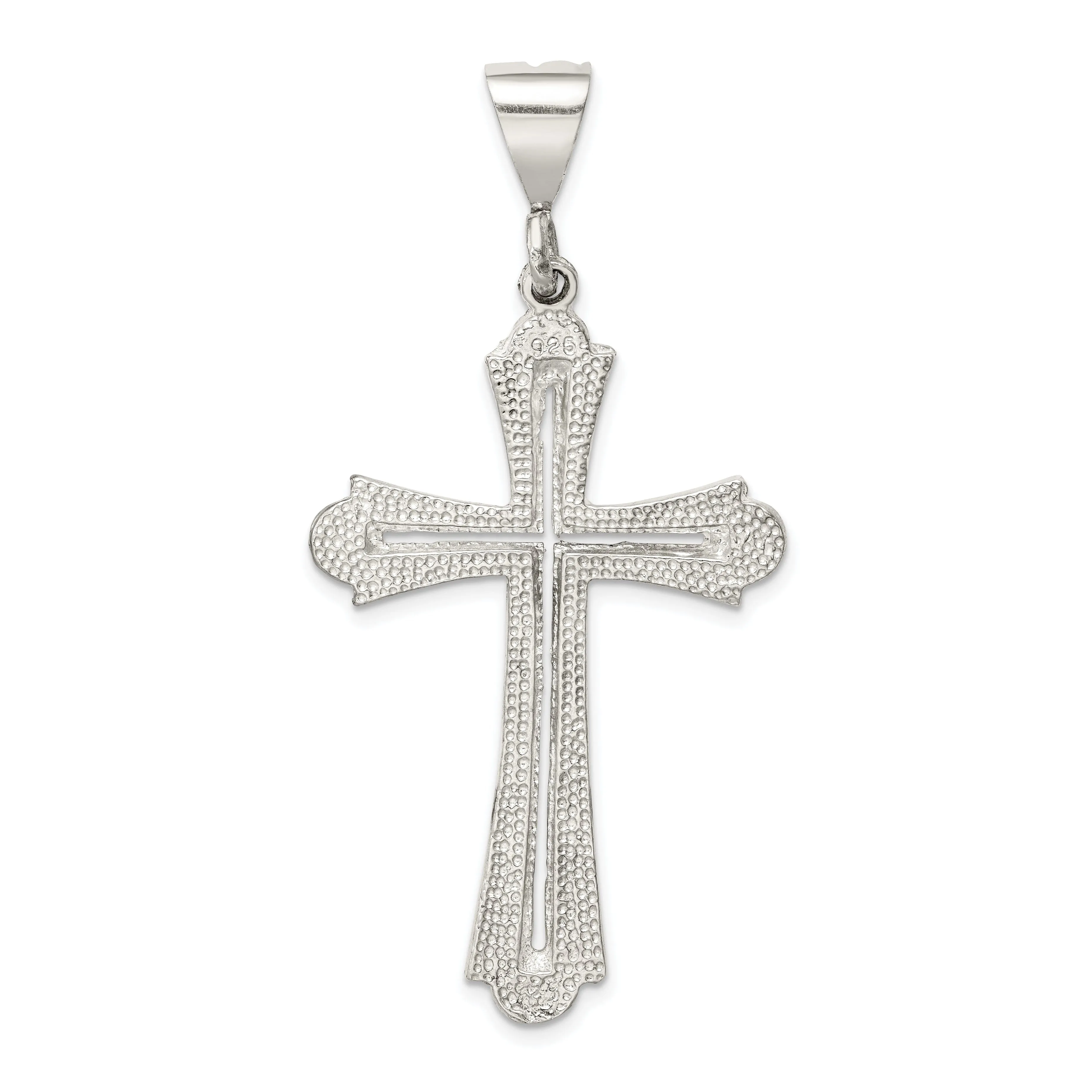 Sterling Silver Polished Budded Cross Pendant