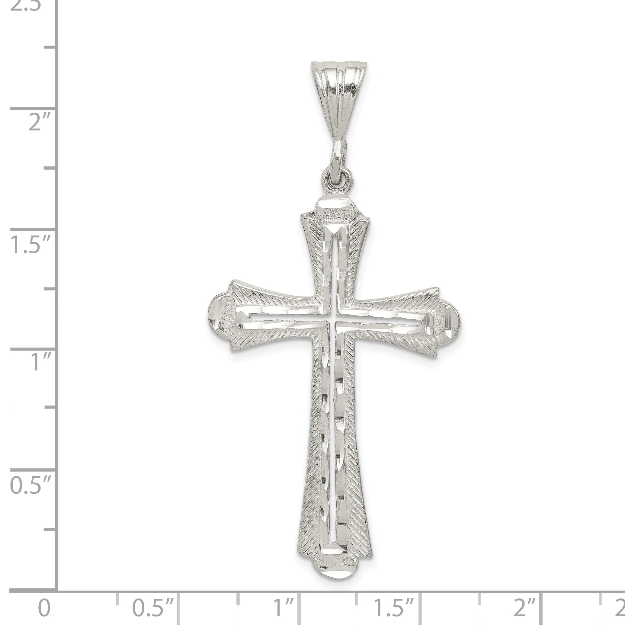 Sterling Silver Polished Budded Cross Pendant