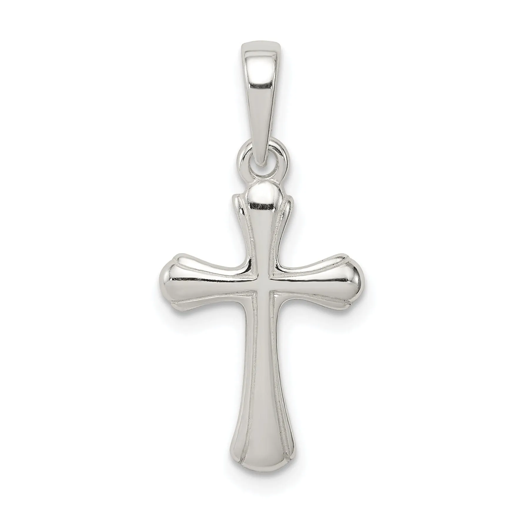 Sterling Silver Polished Cross Open Pendant