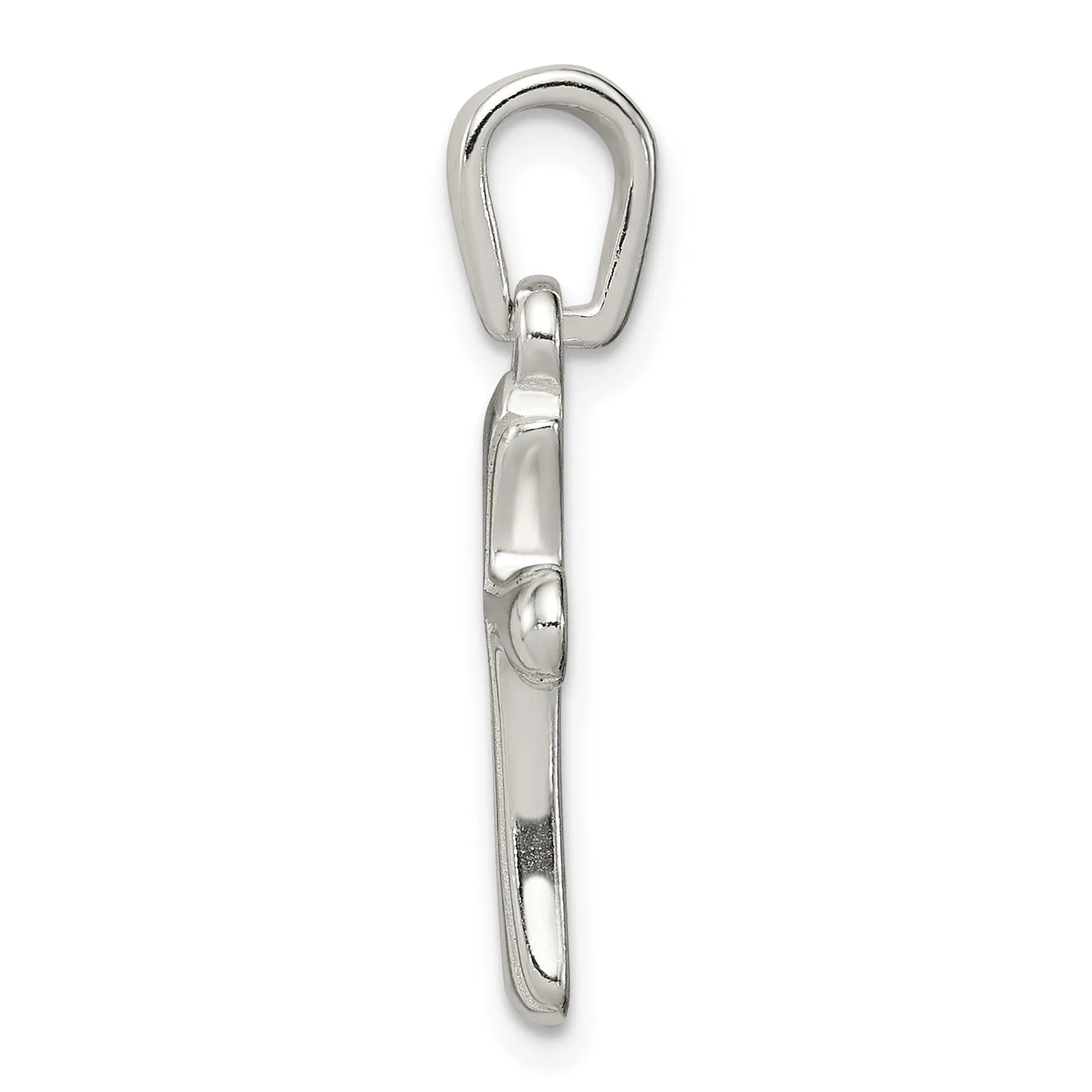 Sterling Silver Polished Cross Open Pendant