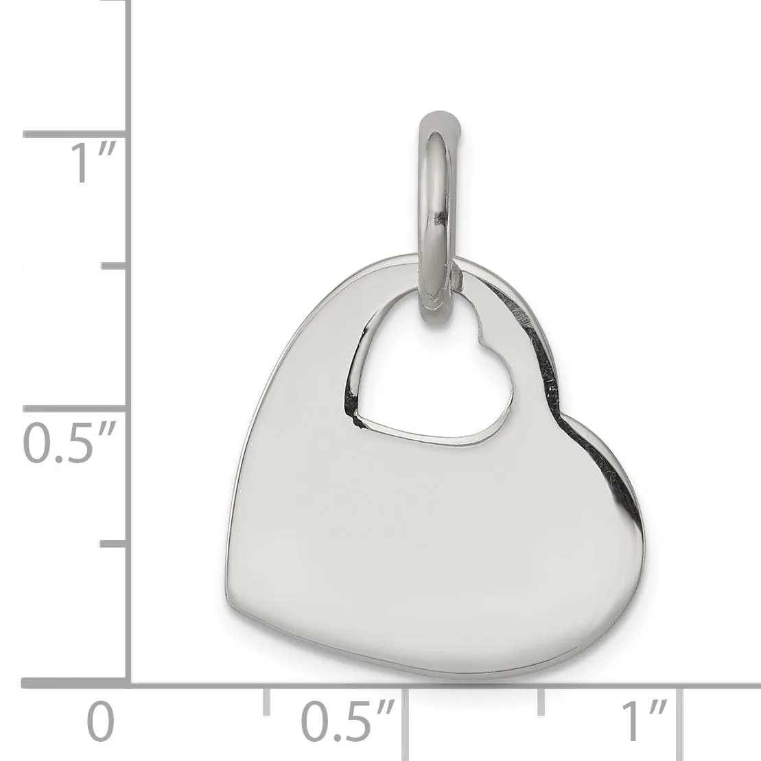 Sterling Silver Polished Cut Out Heart Pendant