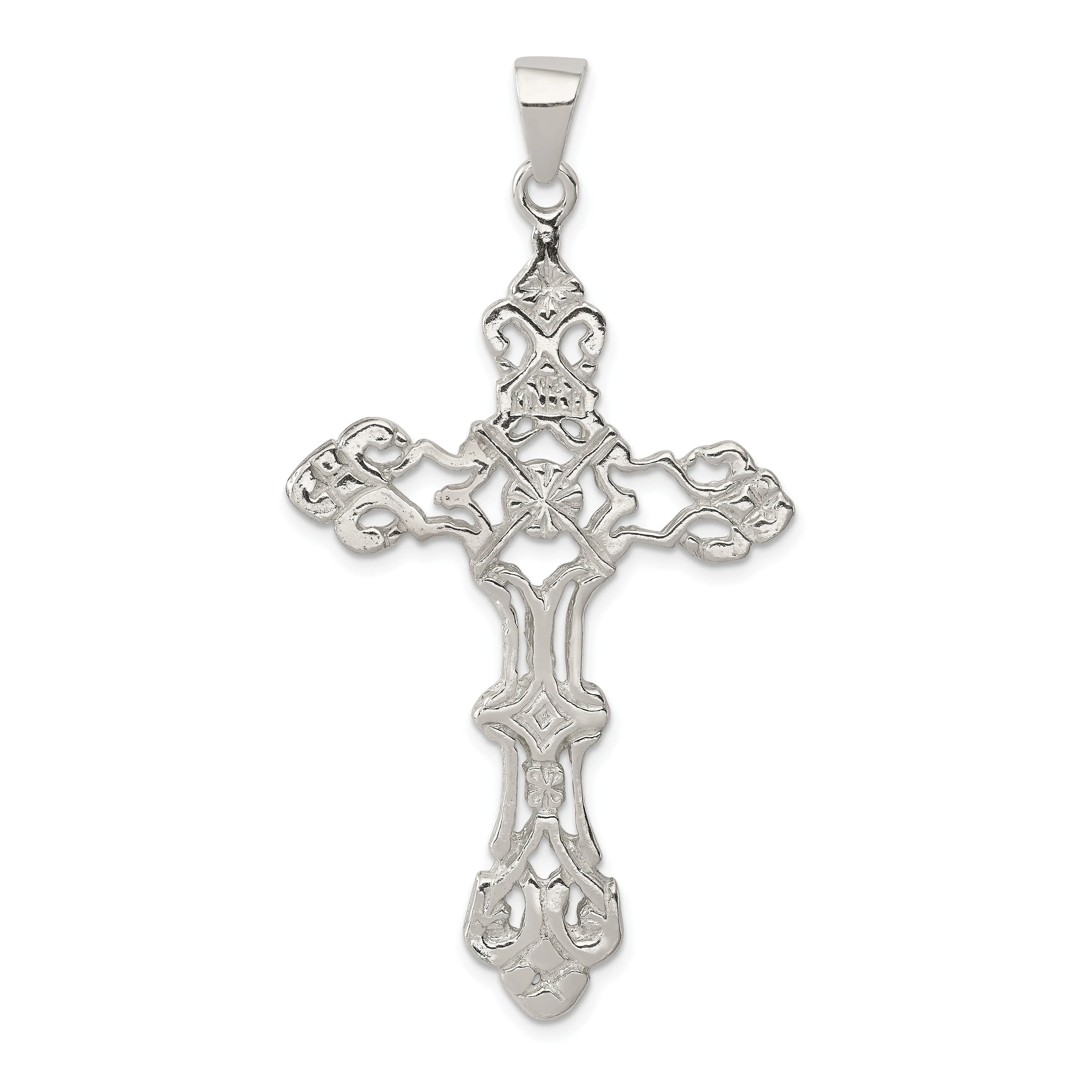 Sterling Silver Polished INRI Cross Pendant