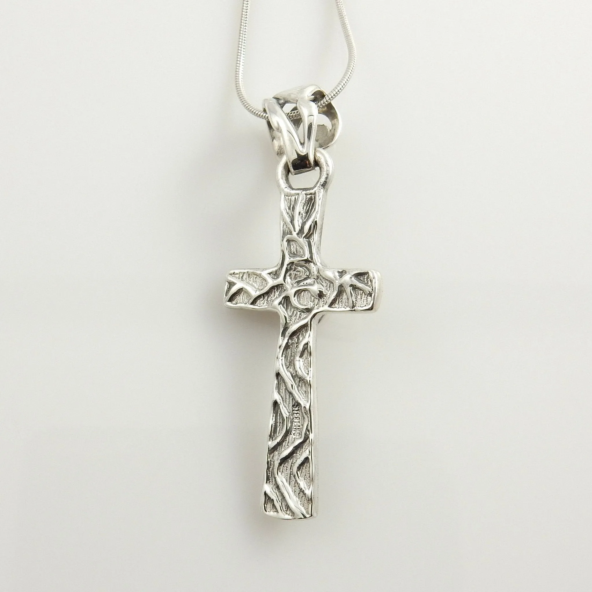 Sterling Silver Red Coral Cross Pendant