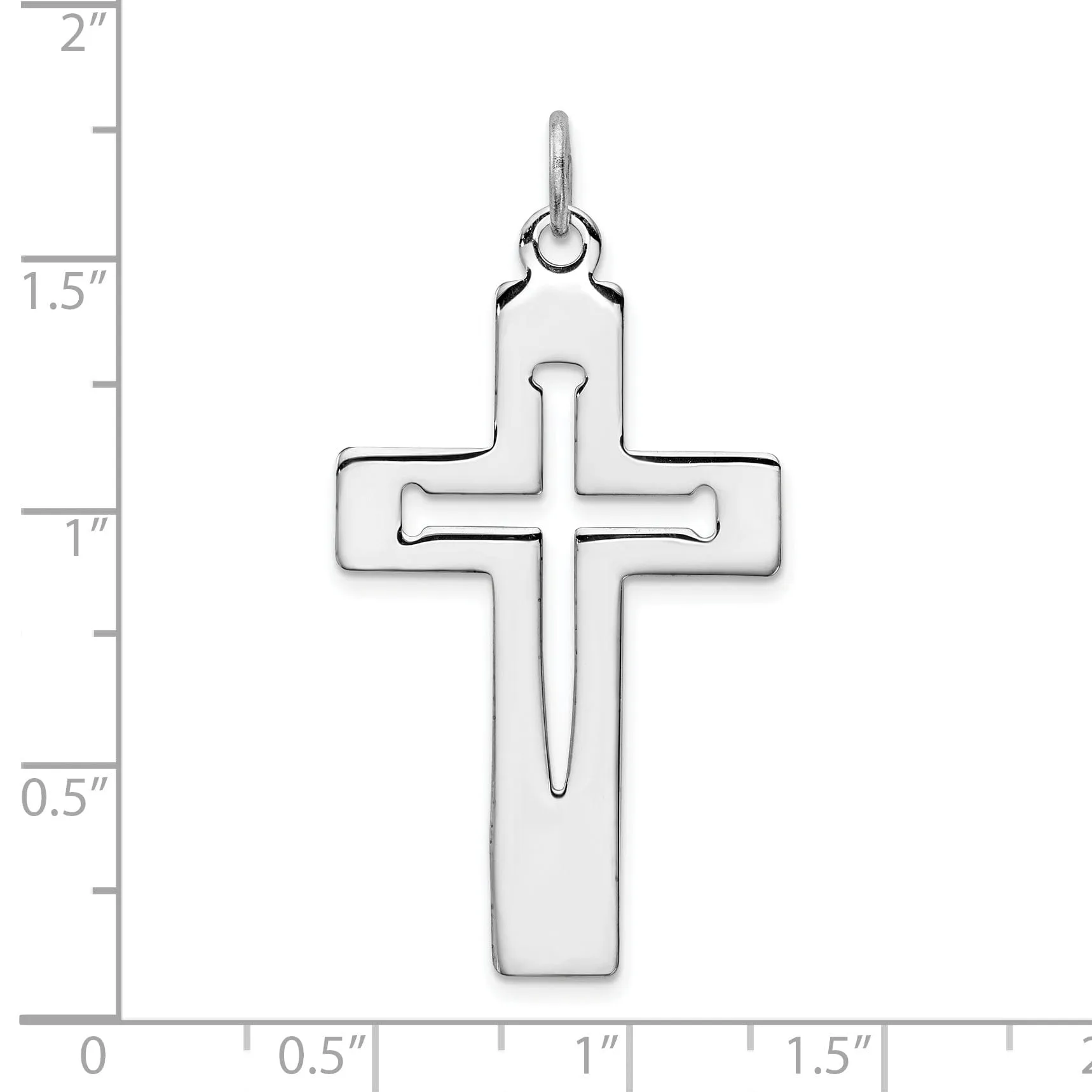 Sterling Silver Rhodium-plated Latin Cross Pendant