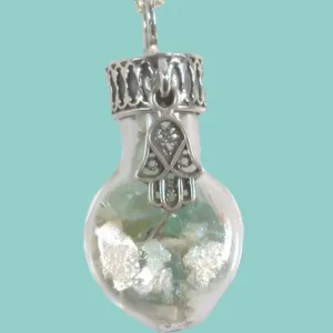 Sterling Silver Roman Glass in a Bottle Necklace with Charms
