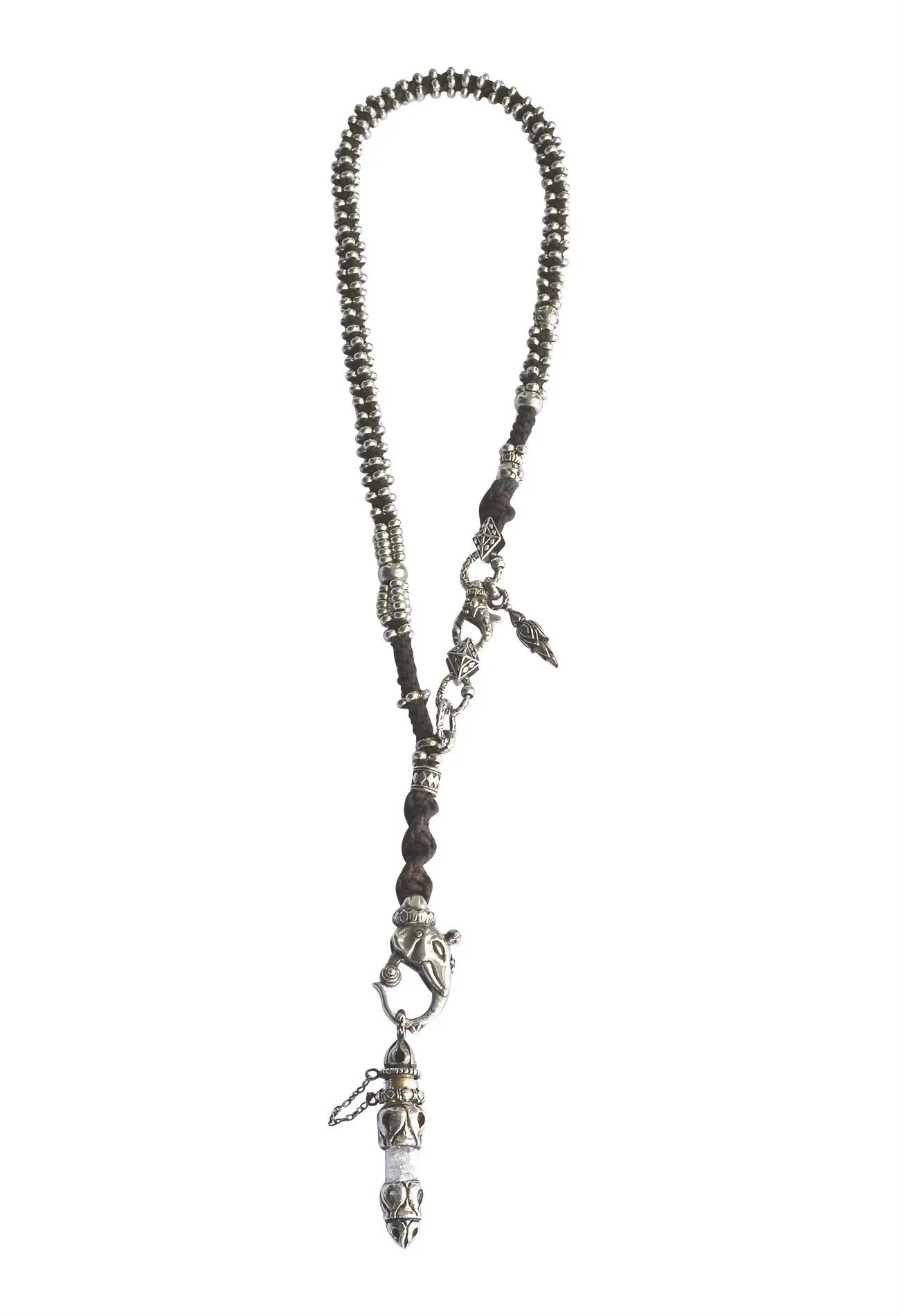 Sterling Silver Rope Necklace With Diamond Vile