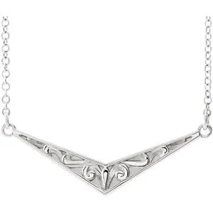 Sterling Silver Sculptural "V" 16" Necklace