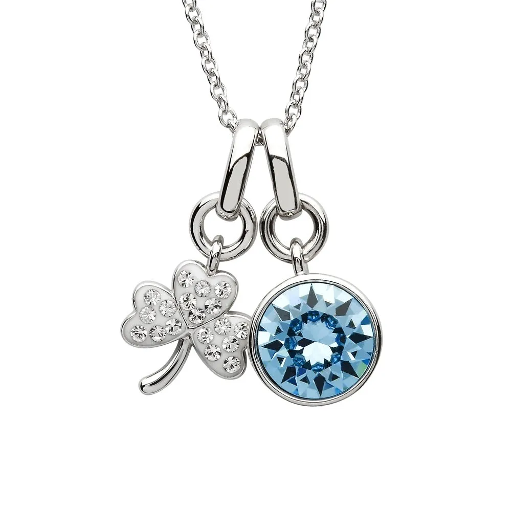 Sterling Silver Shamrock Pendant with Swarovski Crystals - SW155