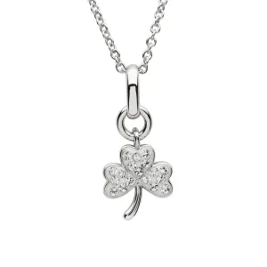 Sterling Silver Shamrock Pendant with Swarovski Crystals - SW155