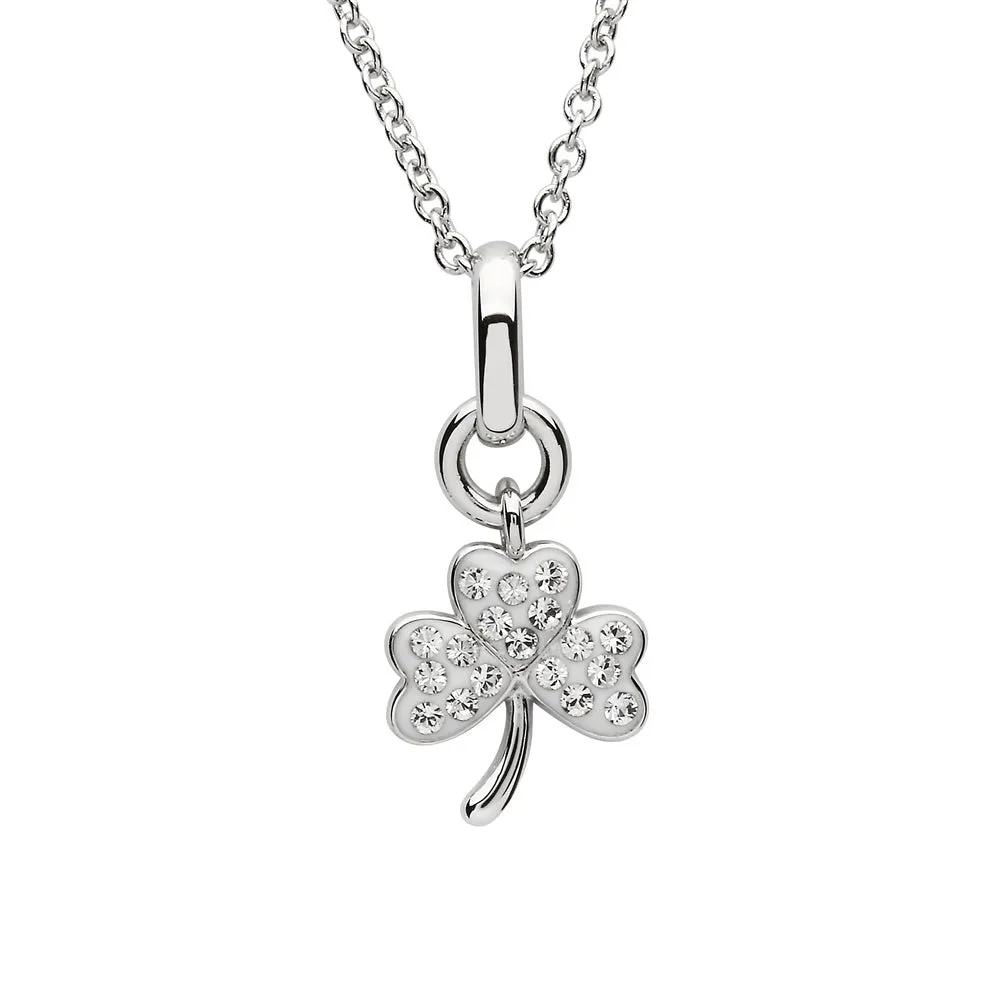 Sterling Silver Shamrock Pendant with Swarovski Crystals - SW155
