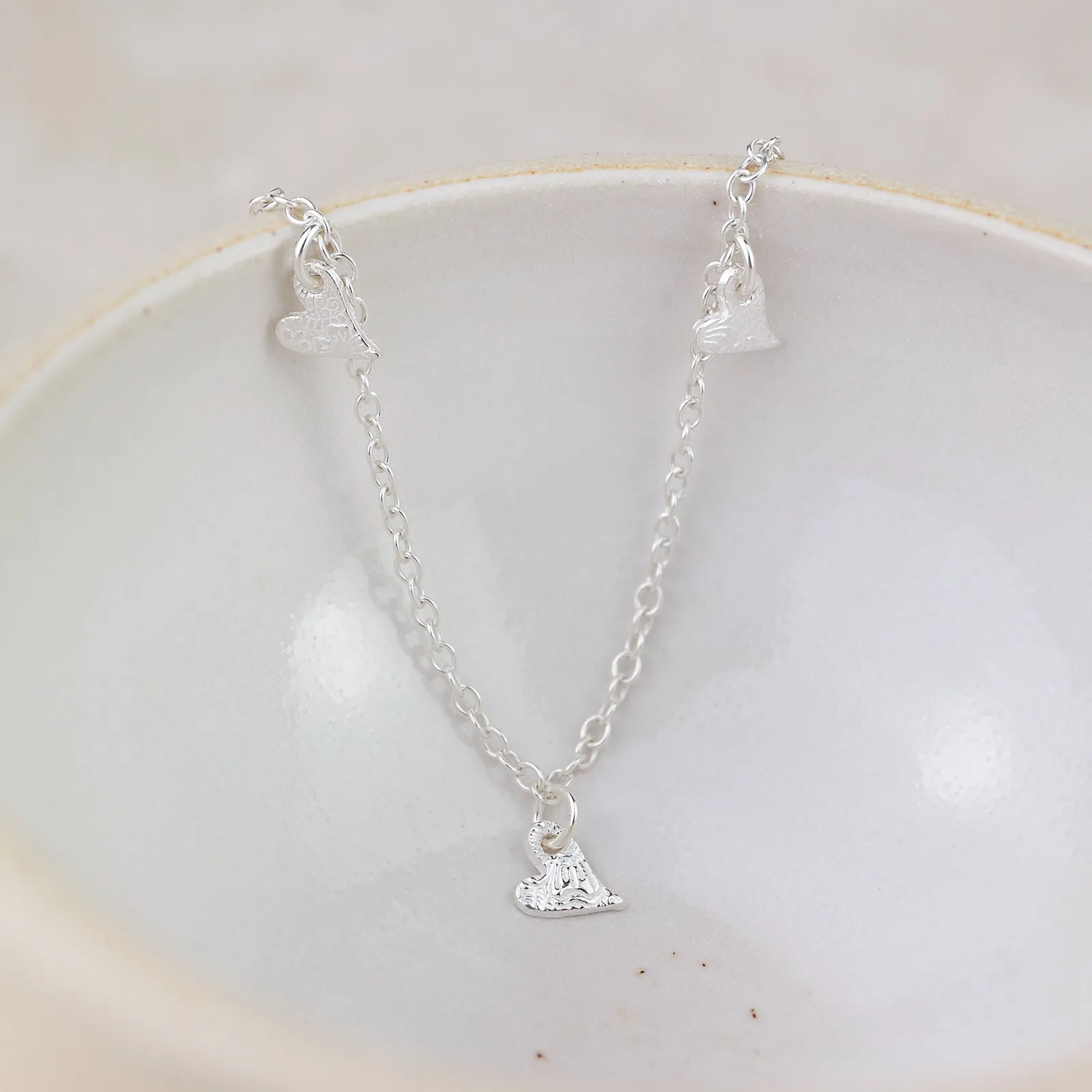 Sterling Silver Short Tilted Heart Charm Necklace