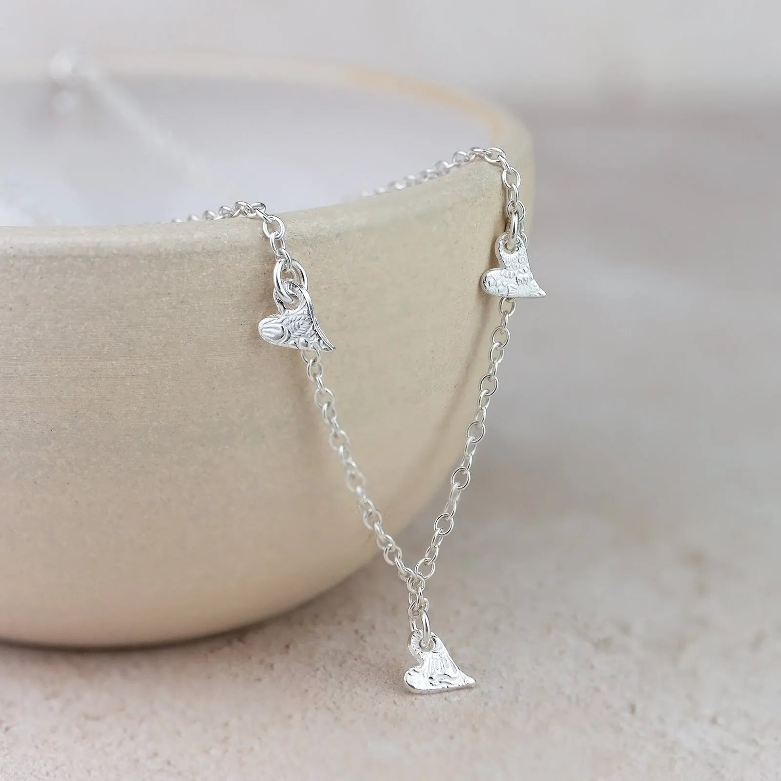Sterling Silver Short Tilted Heart Charm Necklace