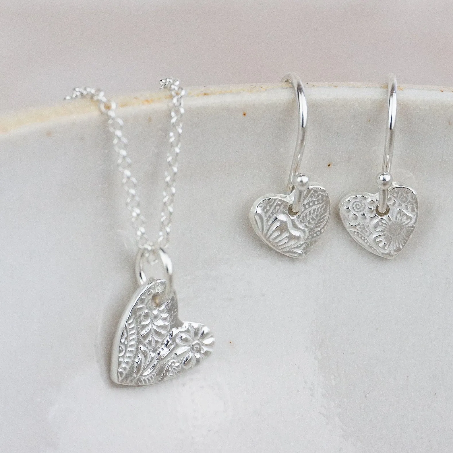 Sterling Silver Small Textured Heart Pendant