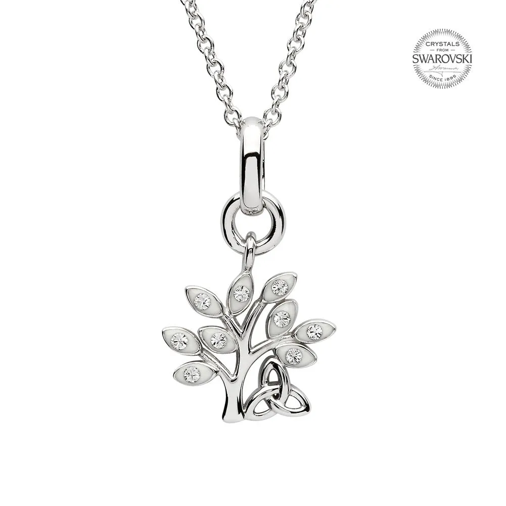 Sterling Silver Tree of Life Trinity Pendant with Swarovski Crystals - SW156