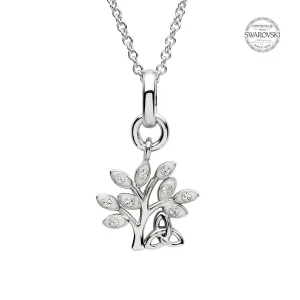 Sterling Silver Tree of Life Trinity Pendant with Swarovski Crystals - SW156