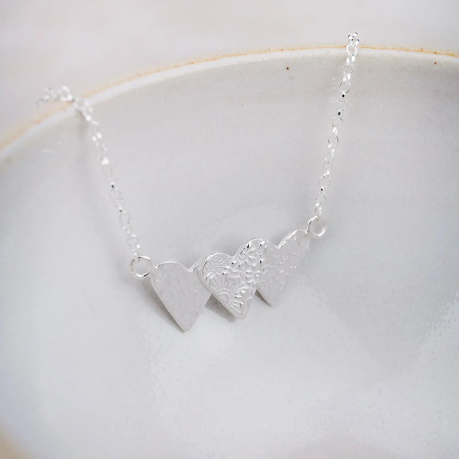 Sterling Silver Triple Heart Necklace