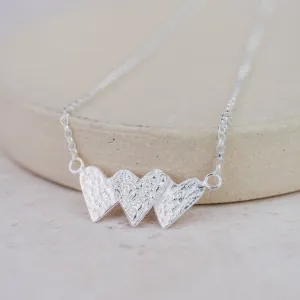 Sterling Silver Triple Heart Necklace