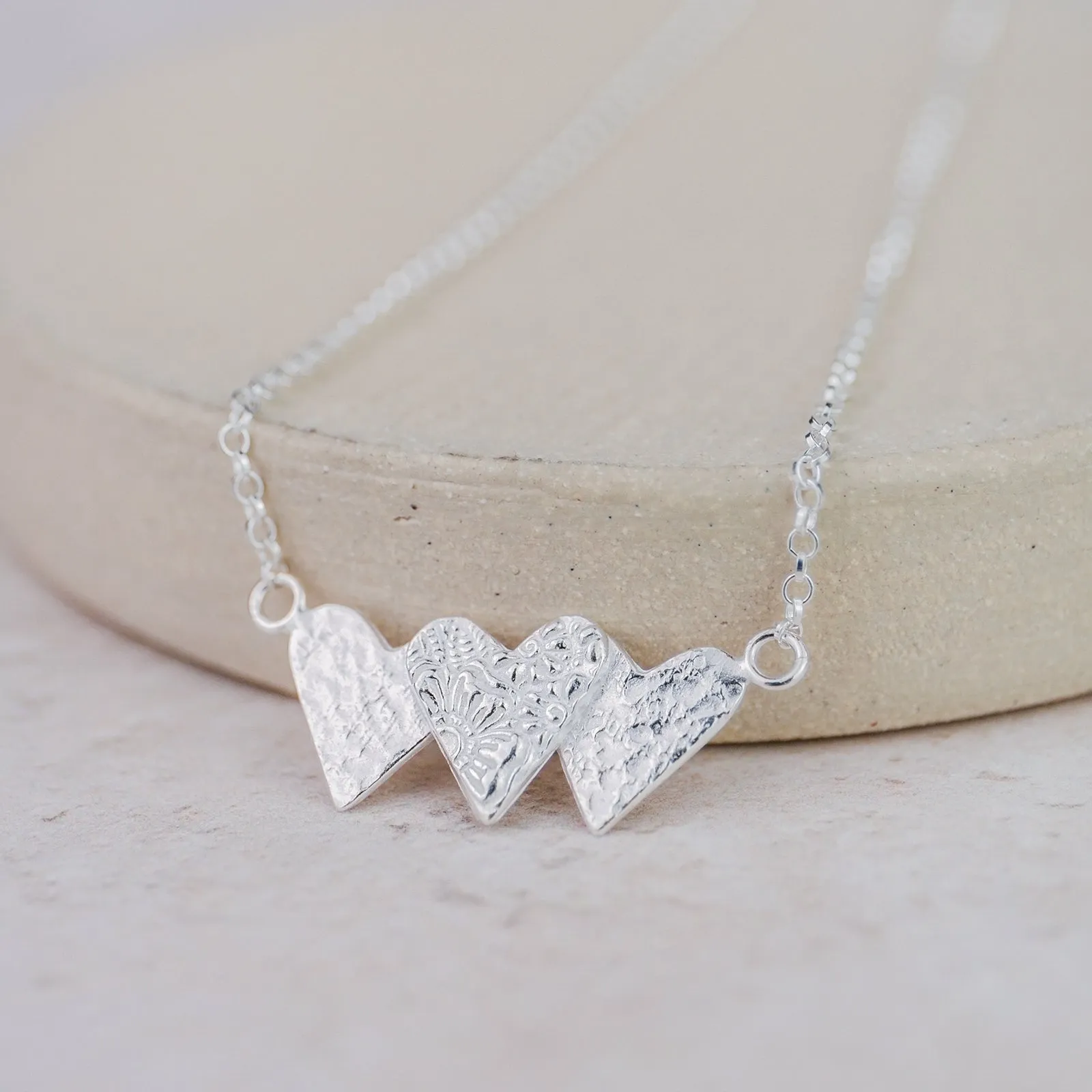 Sterling Silver Triple Heart Necklace