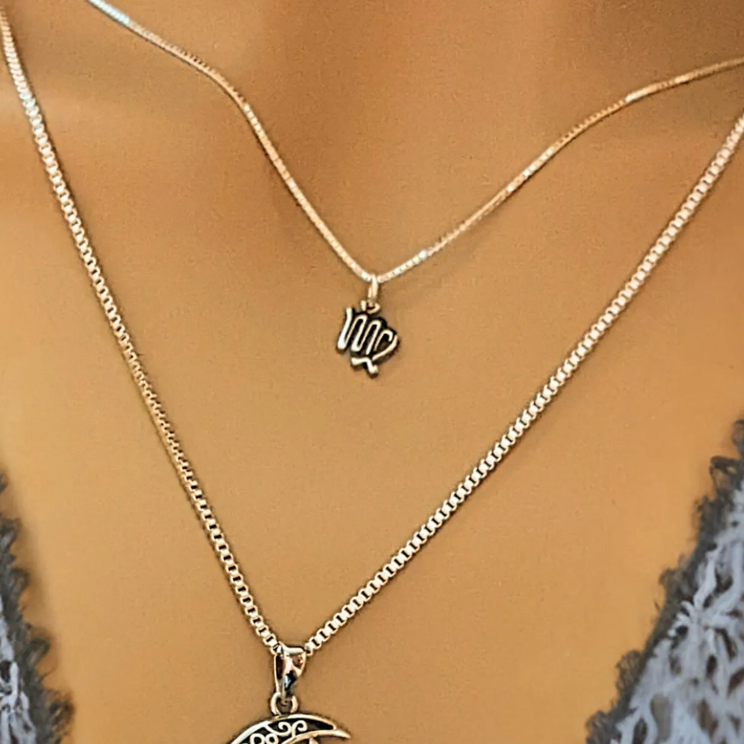 Sterling Silver Zodiac Symbol Necklace - 12 - 24 inches