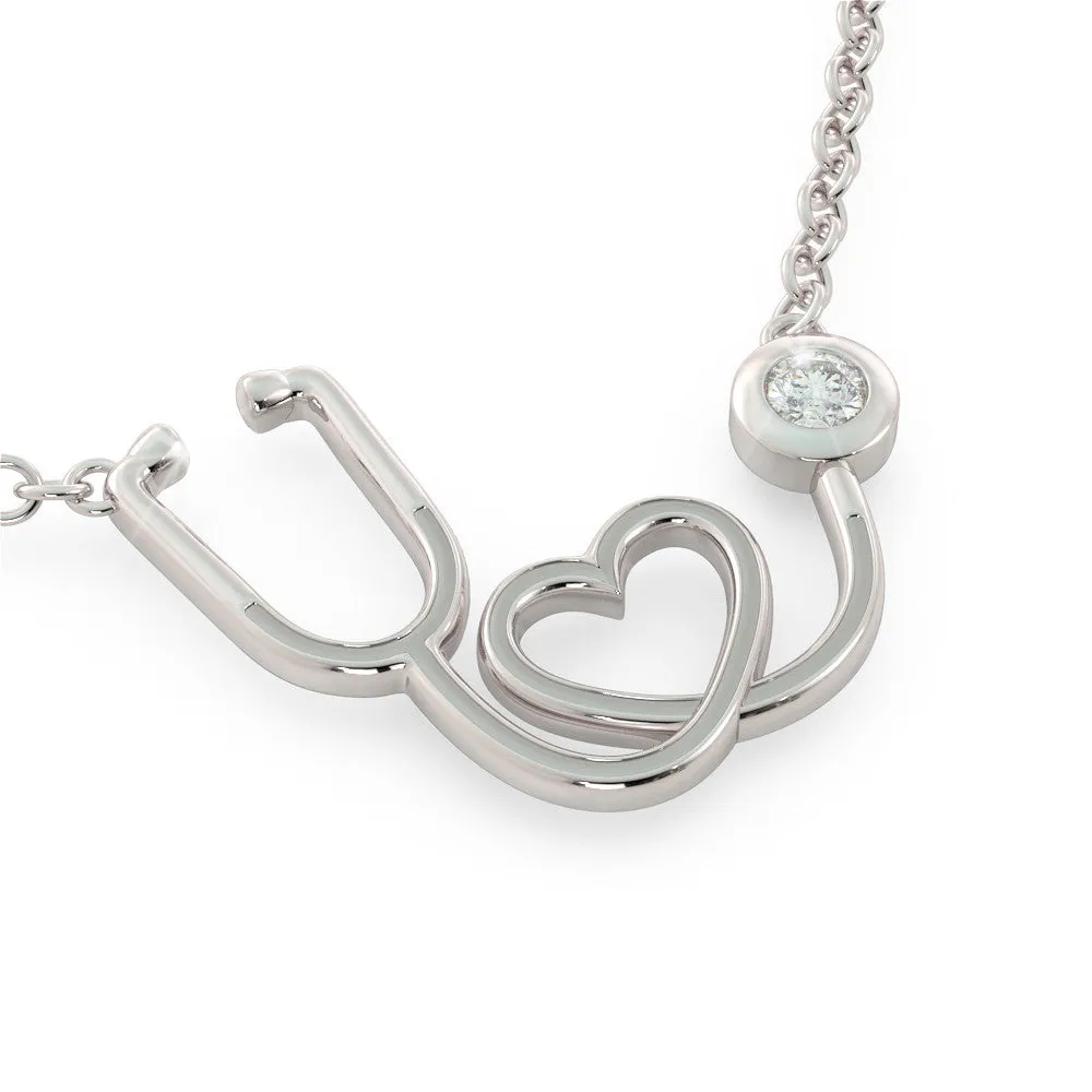 Stethoscope - Birthstone Necklace (.925 silver)