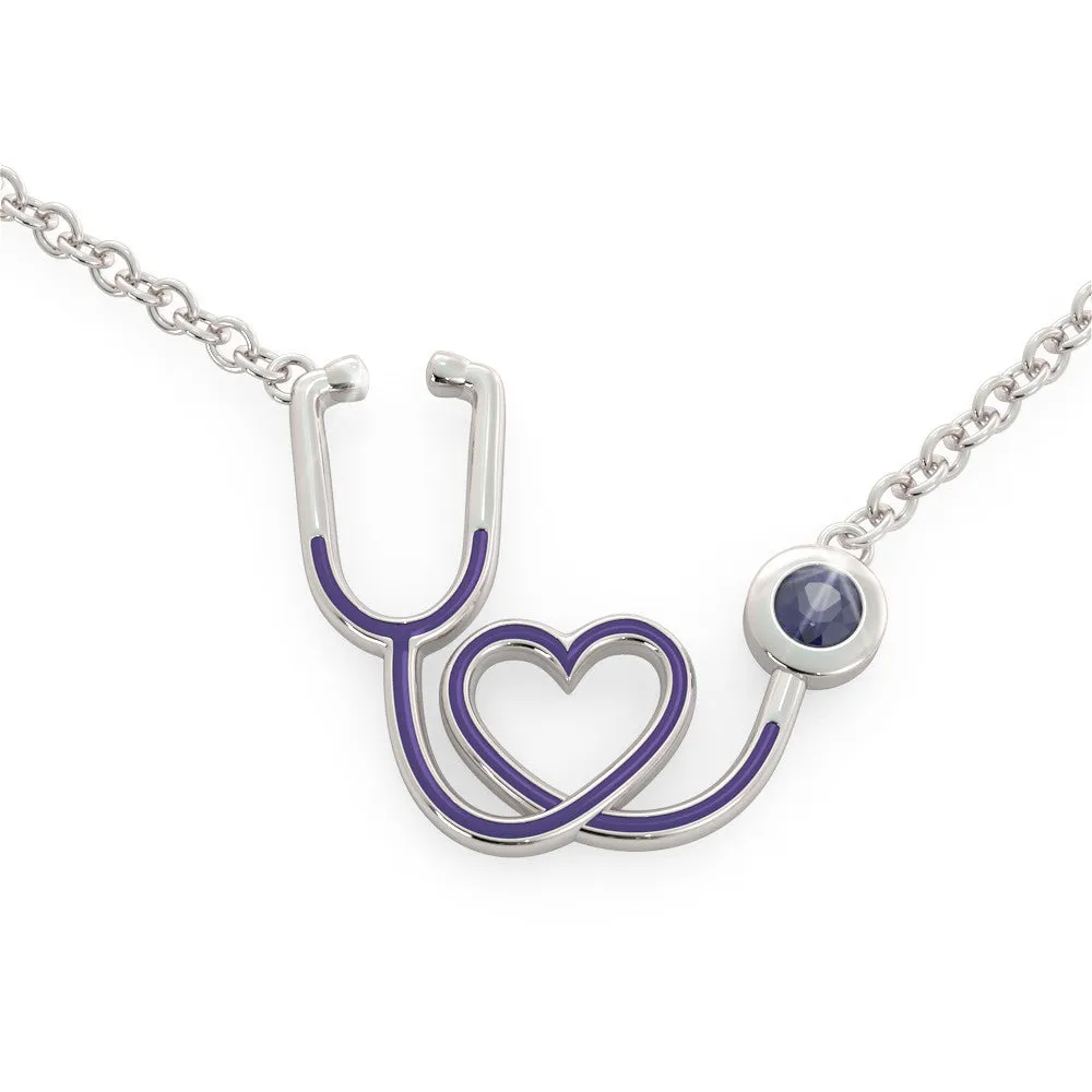 Stethoscope - Birthstone Necklace (.925 silver)