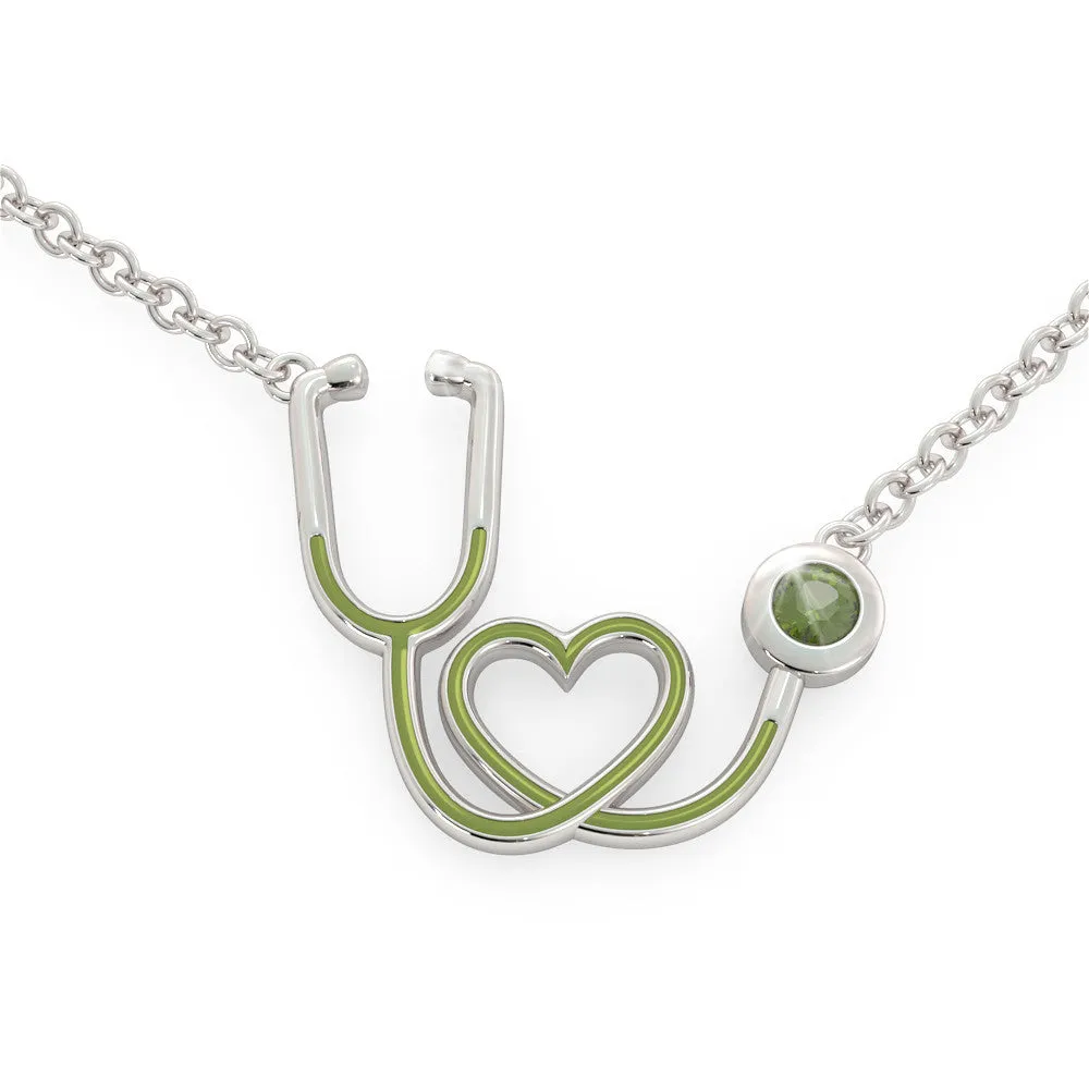 Stethoscope - Birthstone Necklace (.925 silver)