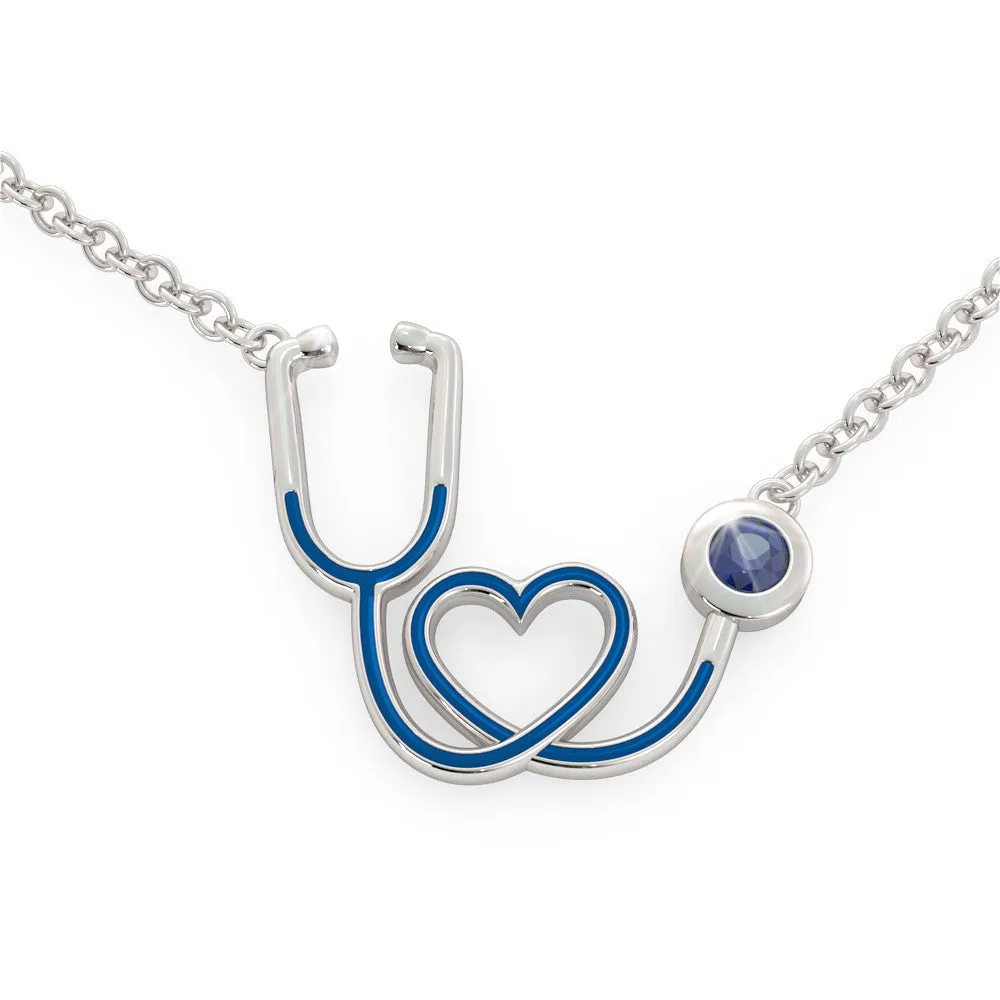 Stethoscope - Birthstone Necklace (.925 silver)