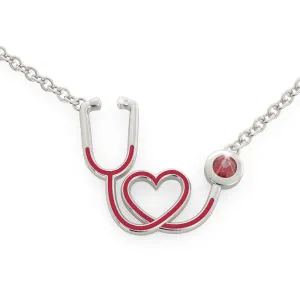 Stethoscope - Birthstone Necklace (.925 silver)