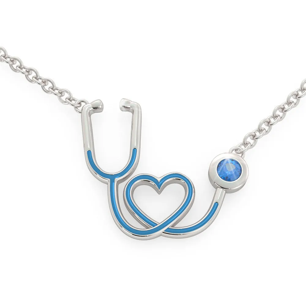 Stethoscope - Birthstone Necklace (.925 silver)