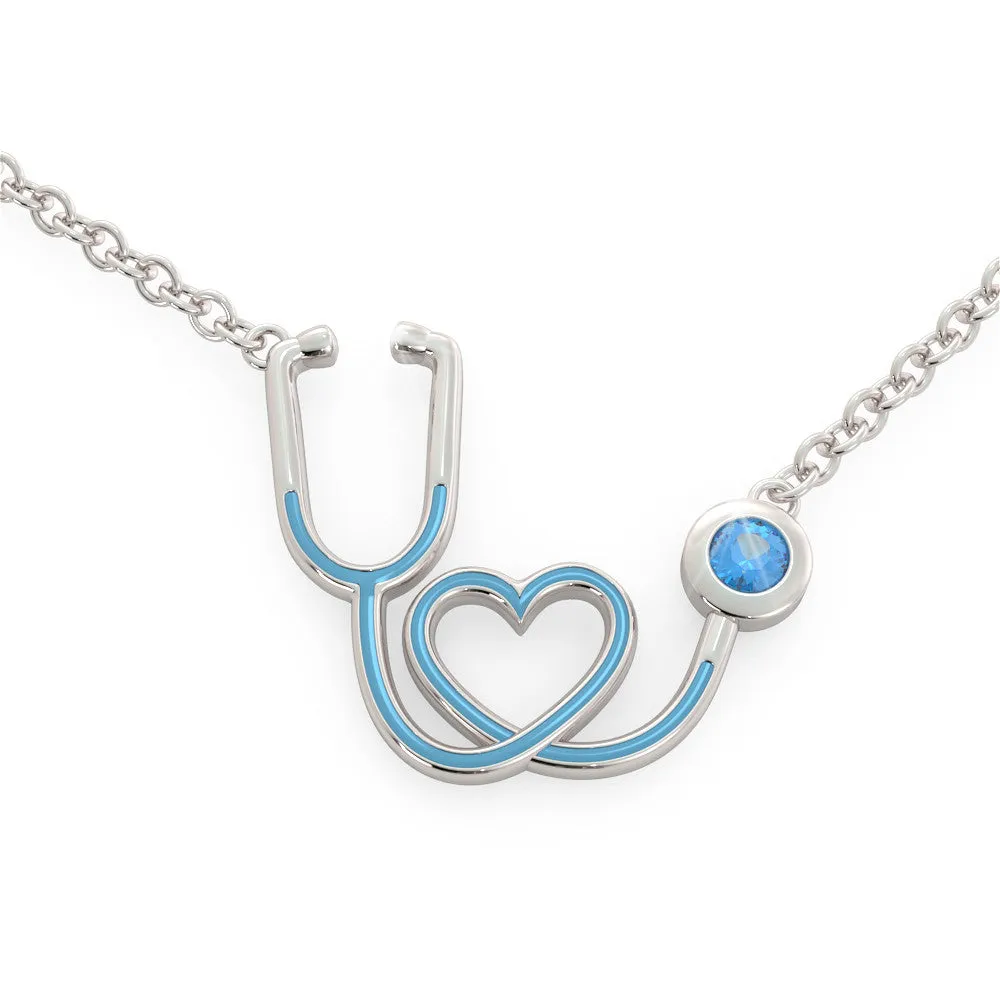 Stethoscope - Birthstone Necklace (.925 silver)