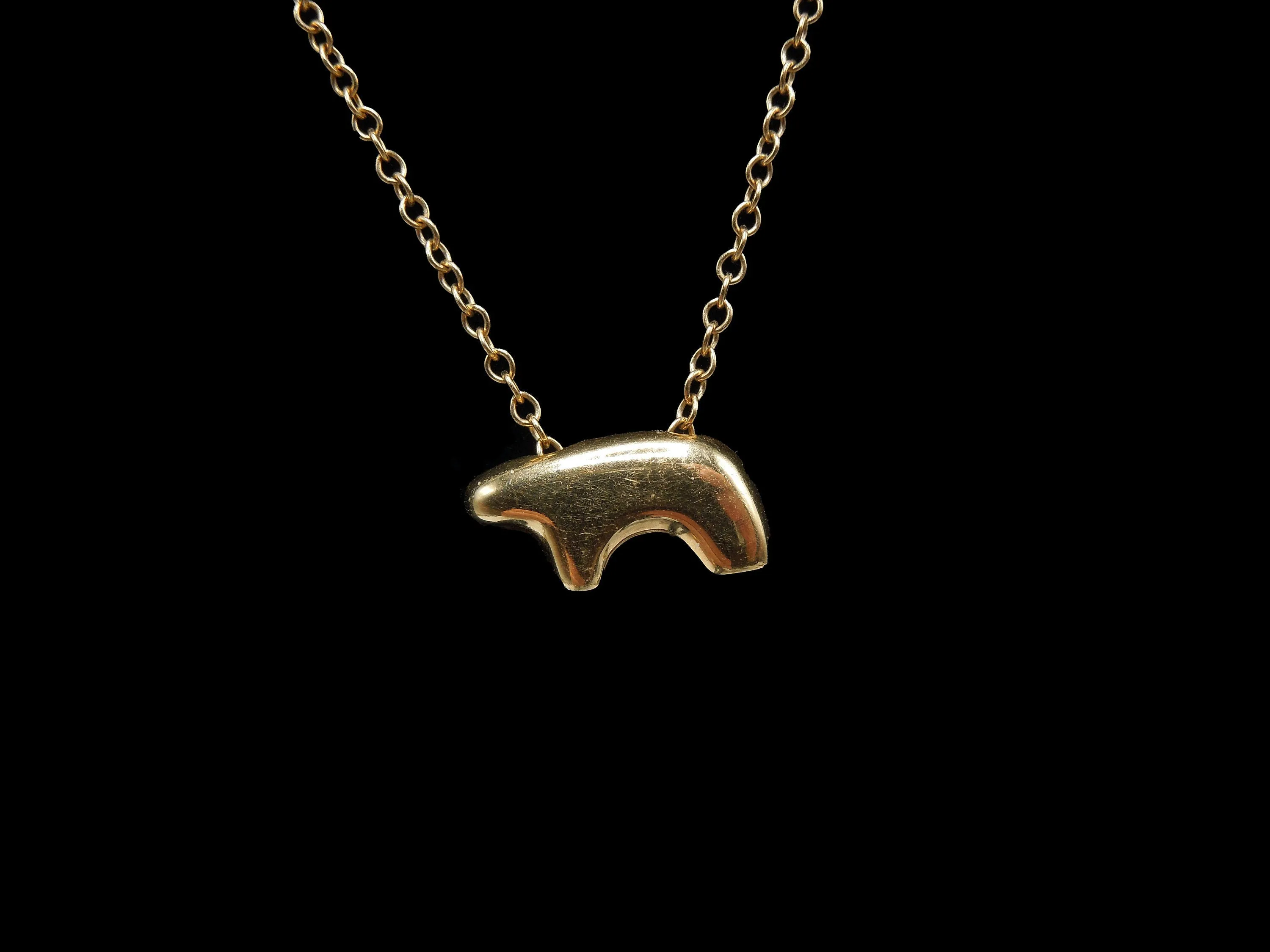 Stylized Navajo Bear Necklace in 14K Yellow Gold
