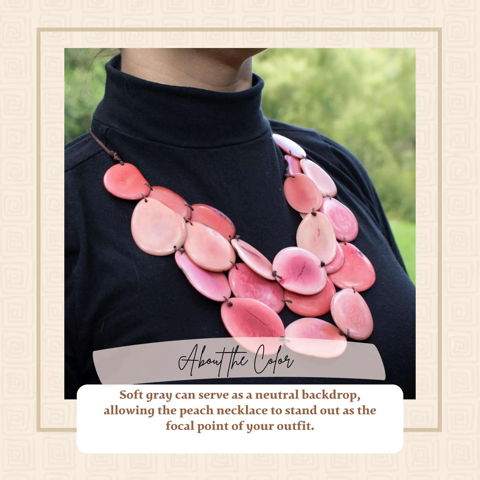 Tagua Peach Necklace Oval Shaped