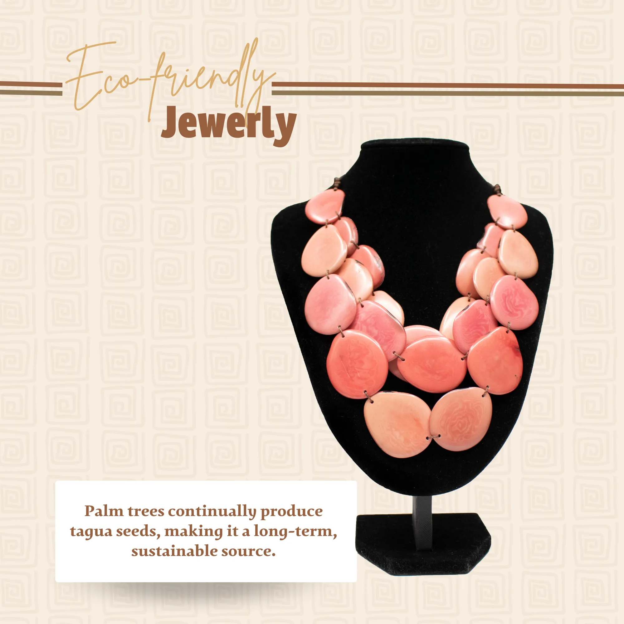 Tagua Peach Necklace Oval Shaped