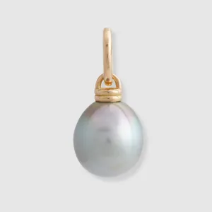 Tahitian Drop Pearl Double Pendant, 18K Yellow Gold, Medium