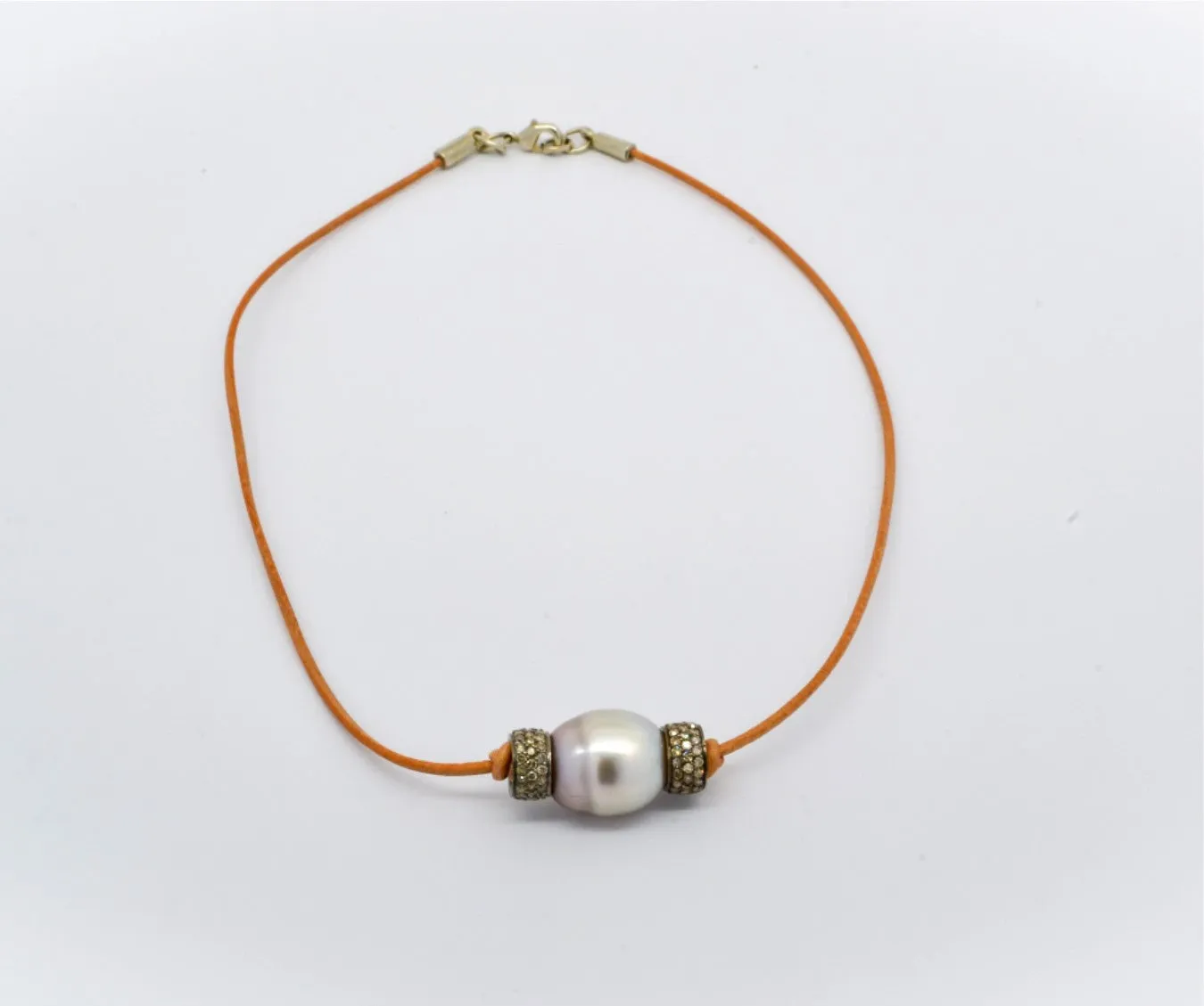 Tahitian pearl w/ Silver pave diamond Rondels