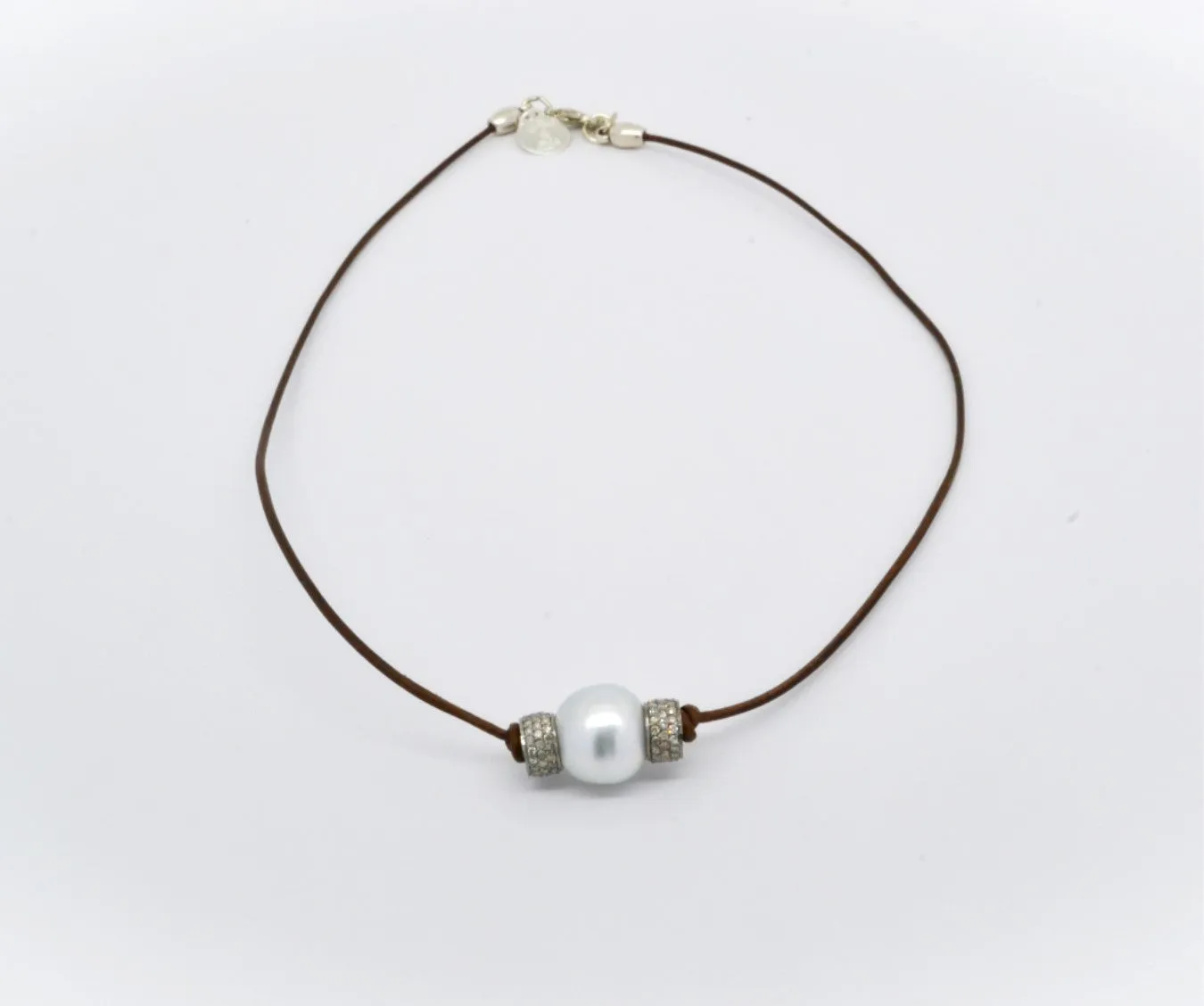 Tahitian pearl w/ Silver pave diamond Rondels