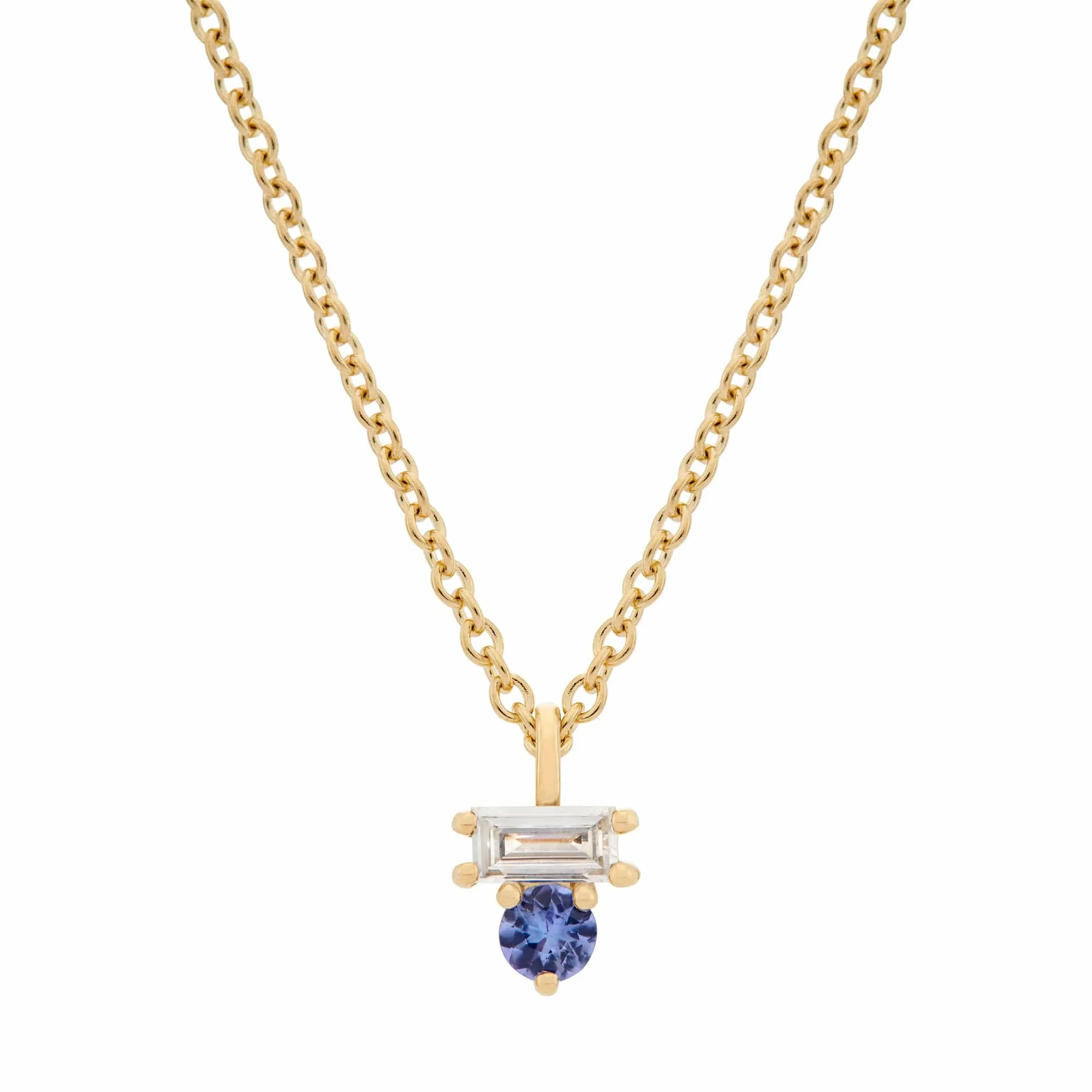 Tanzanite & Diamond Baguette Necklace