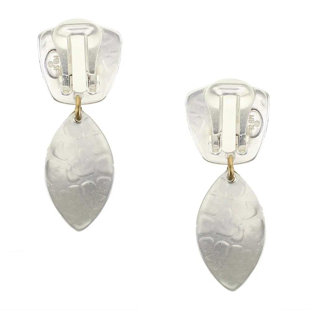 Tapered Square with Layered Leaves Clip or Post Earring