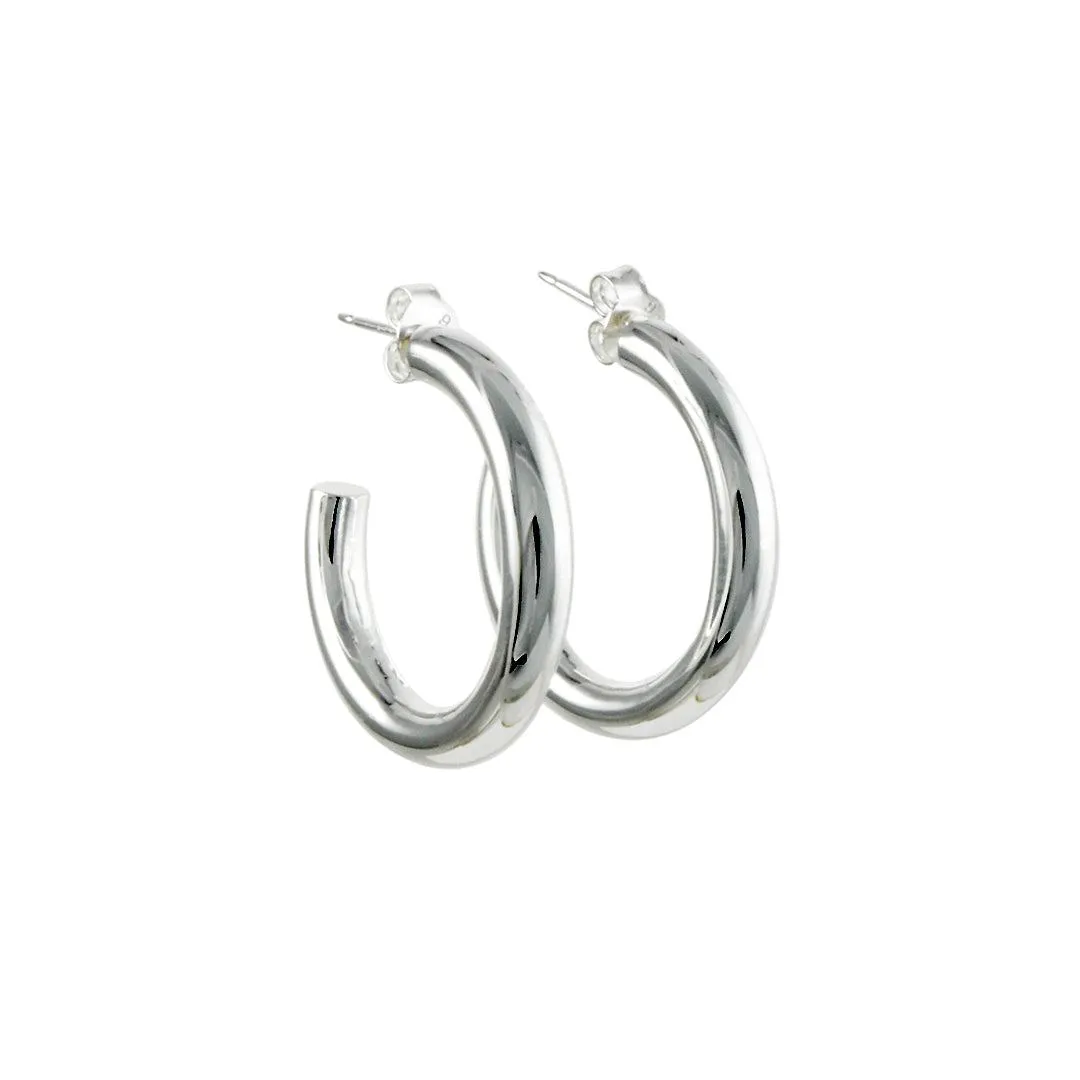 Tashi - 25mm Fat Tube Hoop Earrings in Polished Sterling Silver